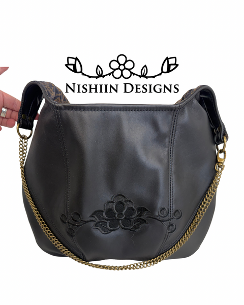 Nishiin Designs Cross Body Purse - Black Slouchy Leather