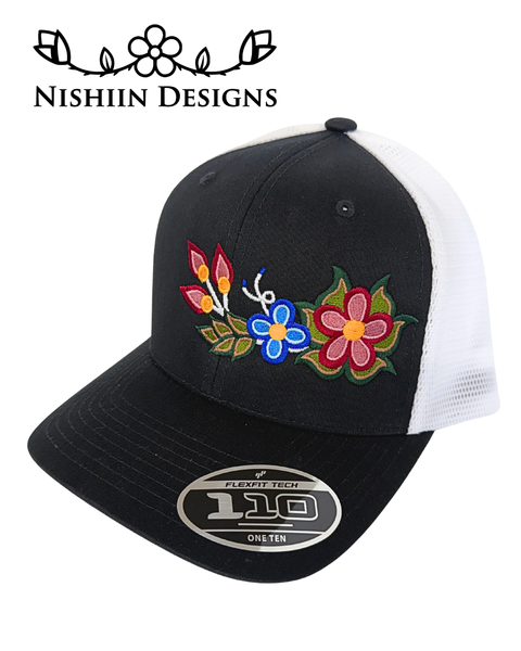 Nishiin Designs 110 Flex Fit Baseball Cap - Snap Back in Black/White