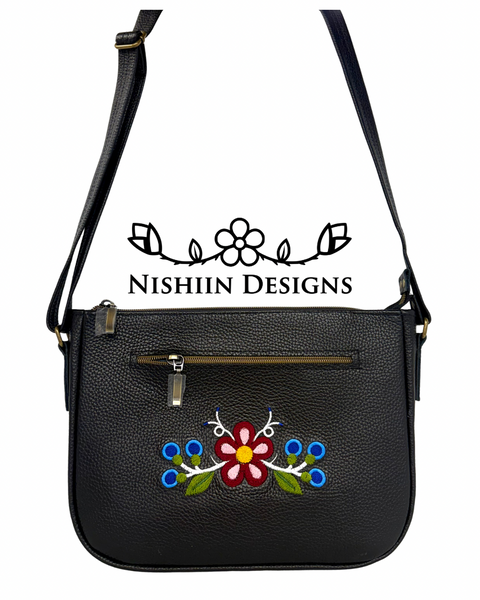 6. Nishiin Designs Cross Body Purse - Black Italian Leather Cross Body
