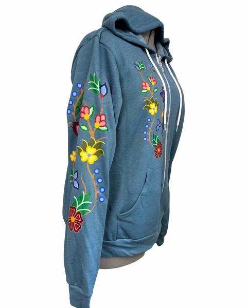 Nishiin Designs Full Zip Hoodie in Heather Teal