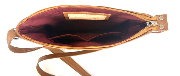 7. Nishiin Designs Cross Body Purse - Camel Italian Leather Cross Body