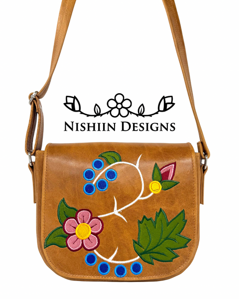 2. Nishiin Designs Messenger Style Cross Body Purse - Cognac Leather