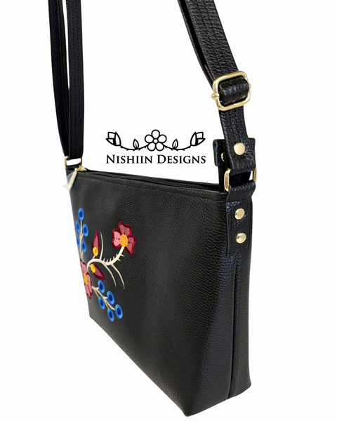 Handmade Black Italian Leather Nishiin Designs Cross Body Purse