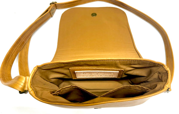11. Nishiin Designs Messenger Style Cross Body Purse - Cognac Leather
