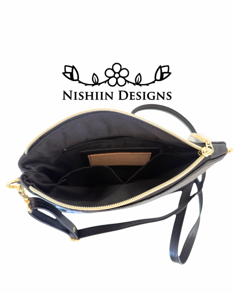 Nishiin Designs Cross Body Purse - Black Italian Leather