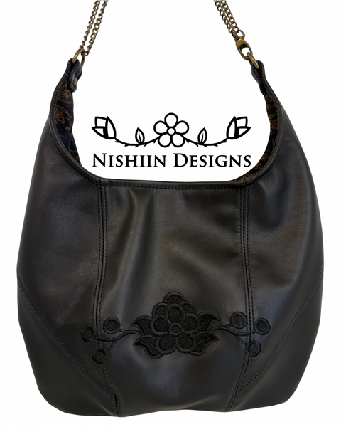 Nishiin Designs Cross Body Purse - Black Slouchy Leather