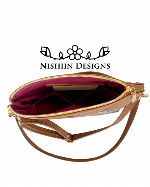 Nishiin Designs Cross Body Purse - Cognac Italian Leather