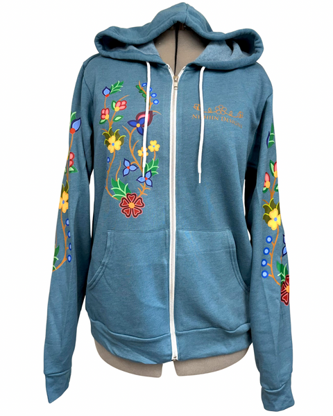 Nishiin Designs Full Zip Hoodie in Heather Teal
