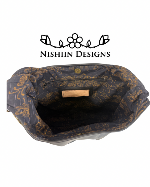 Nishiin Designs Cross Body Purse - Black Slouchy Leather