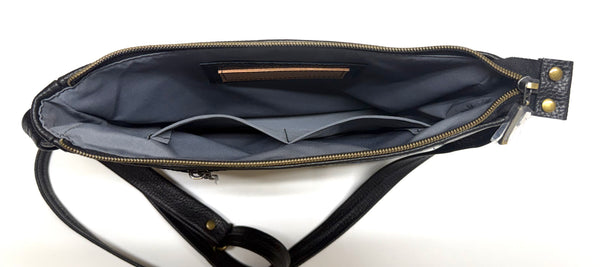 6. Nishiin Designs Cross Body Purse - Black Italian Leather Cross Body