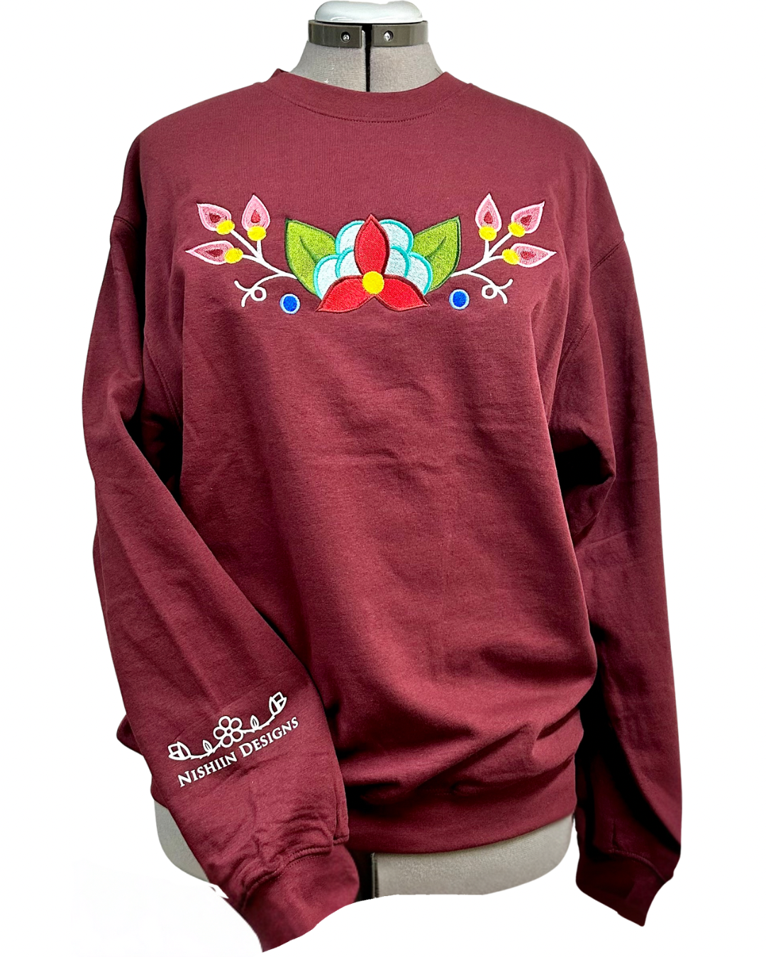 Nishiin Designs Crewneck Sweatshirt in Burgundy