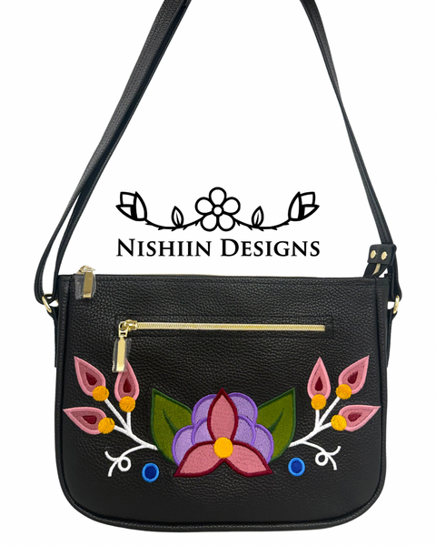9. Nishiin Designs Cross Body Purse - Black Italian Leather Cross Body