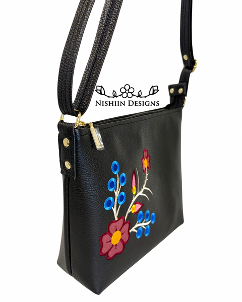 Handmade Black Italian Leather Nishiin Designs Cross Body Purse