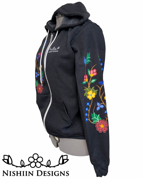 Nishiin Designs Full Zip Hoodie in Heather Black