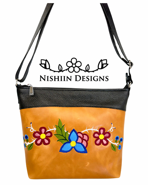 4. Nishiin Designs Cross Body Purse - Black & Tan
