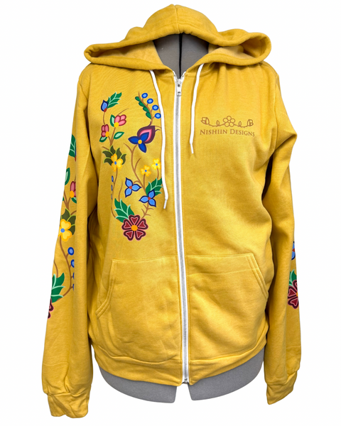 Nishiin Designs Full Zip Hoodie in Mustard