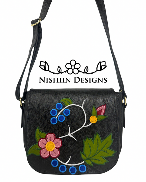 10. Nishiin Designs Messenger Style Cross Body Purse - Black Italian Leather