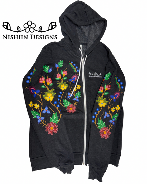 Nishiin Designs Full Zip Hoodie in Heather Black