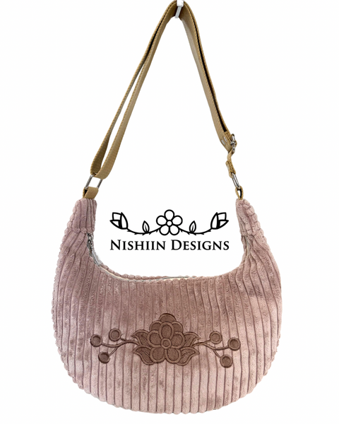 Nishiin Designs Slouchy Cross Body Purse - Rose Blush Corduroy