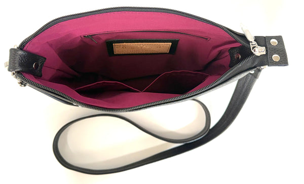 Nishiin Designs Cross Body Purse - Black Italian Leather