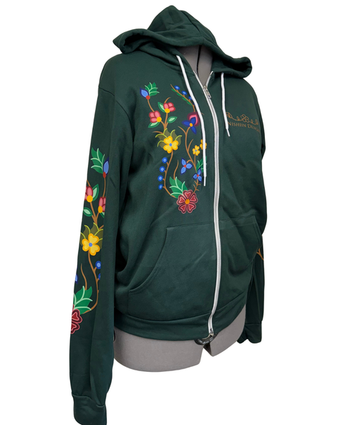 Nishiin Designs Full Zip Hoodie in Forest Green