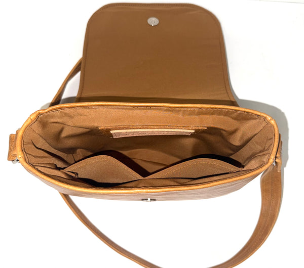 2. Nishiin Designs Messenger Style Cross Body Purse - Cognac Leather