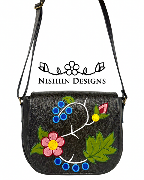 3. Nishiin Designs Messenger Style Cross Body Purse - Black Italian Leather