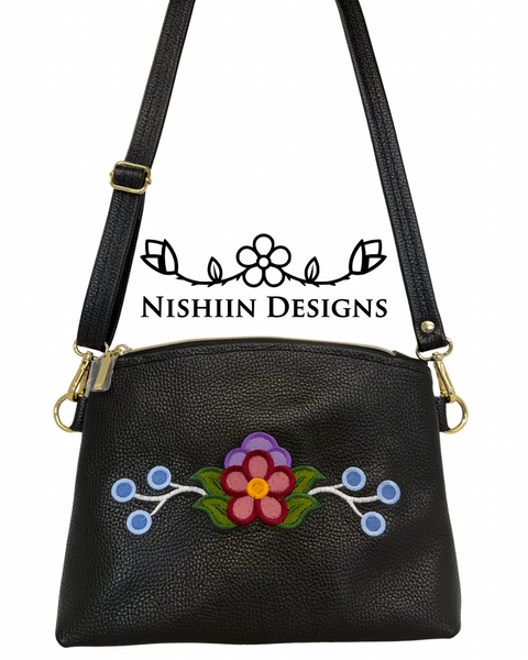 Nishiin Designs Cross Body Purse - Black Italian Leather