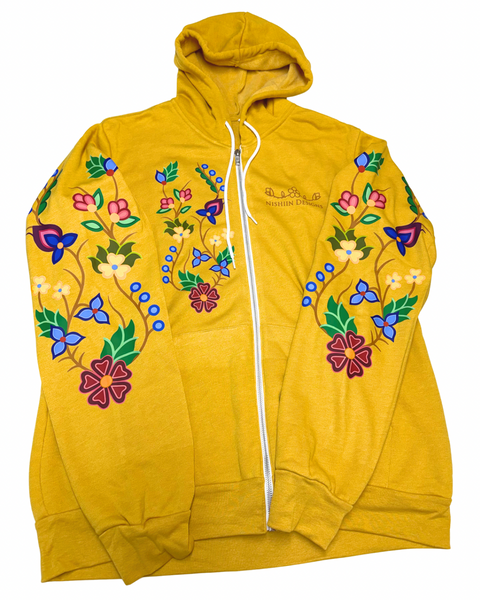 Nishiin Designs Full Zip Hoodie in Mustard