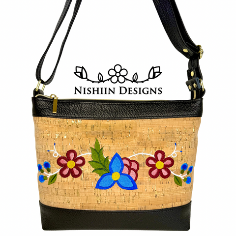 Nishiin Designs Cross Body Purse - Cork and Black Leather