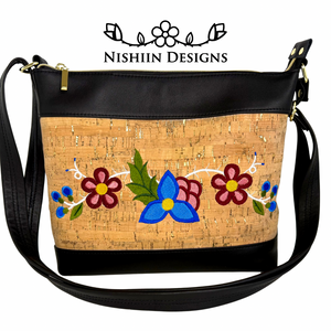 Nishiin Designs Cross Body Purse - Cork and Black Leather