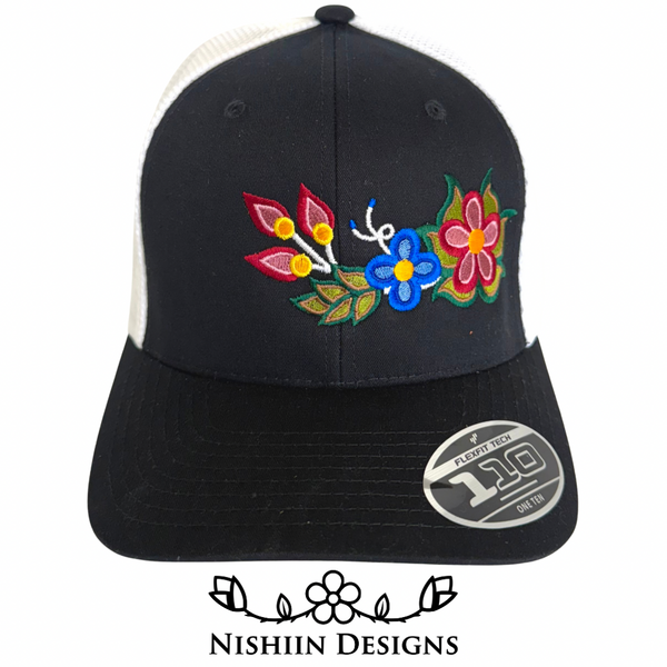 Nishiin Designs 110 Flex Fit Baseball Cap - Snap Back in Black/White
