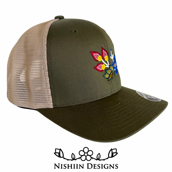 Nishiin Designs 110 Flex Fit Baseball Cap - Snap Back in Olive Green
