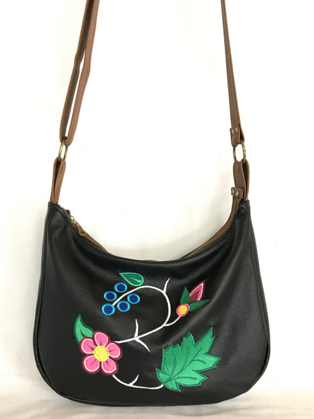 Black and Brown Leather Hobo Cross Body
